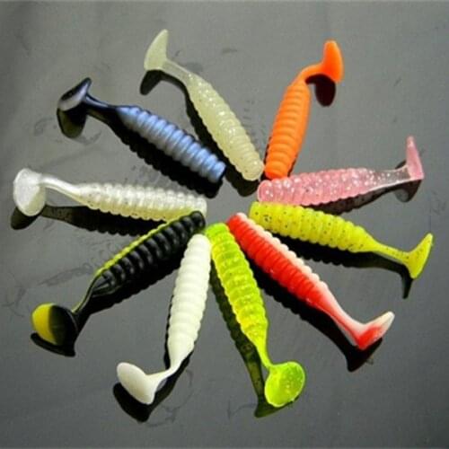 Free shipping 2014 new 4cm 300pcs/lot soft T tail bait soft grub bait fishing lure soft silica lure fishing baits