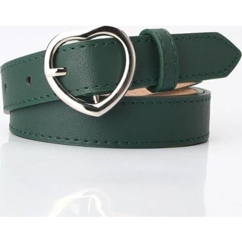 Soft PU Metal Heart Buckle Belts Vintage Decorative Casual Tighten All-Match Lightweight Long Women Solid Waistband