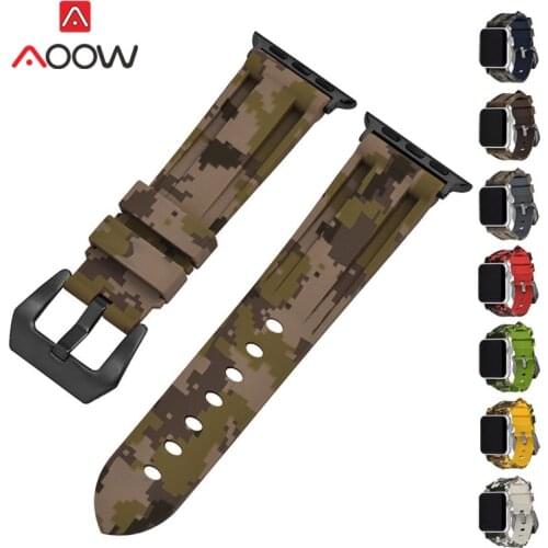 Camouflage Silicone Band Strap for Apple Watch 4 5 38mm 42mm 40mm 44mm Men Women Replacement Bracelet Watchband for iwatch 1 2 3