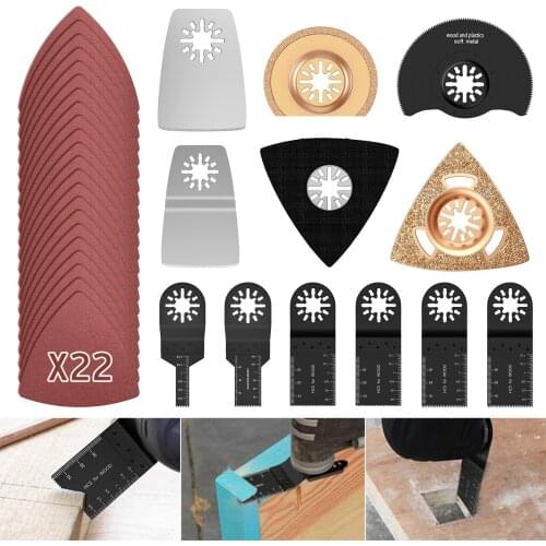 34Pcs Oscillating Saw Blades Quick Release Multitool Wood Metal Cutter Power Accessories for Fein Multimaster, Dremel, Bosch