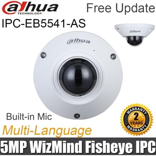 Dahua IPC-EB5541-AS Fisheye Camera 5MP WizMind Network Camera 180 Degree Built-in MIC IP67 IK10 Replace IPC-EB5531 IP Camera