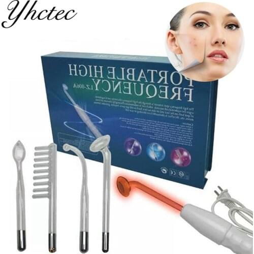High Electrotherapy Frequency Electrode Wand Beauty Device Acne Cleansing Skin Care Home Use 4 In 1 Glass Tube Sets Face Massage