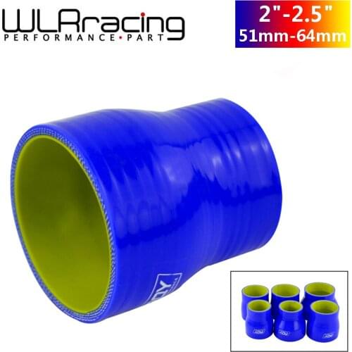 WLR RACING - BLUE & Yellow 2"-2.5" 51mm-64mm SILICONE HOSE STRAIGHT REDUCER JOINER COUPLING WITH PQY LOGO WLR-SH02025-QY