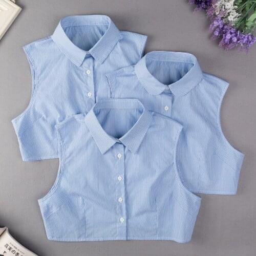 YSMILE Y Women Striped Fake Collar Personality Large Size Blue Decoration Detachable Collar Shirt Clothes Accessories For Female