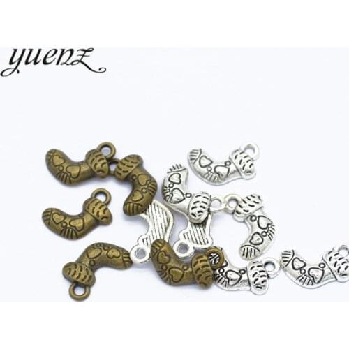 YuenZ 30 pcs Antique Silver color Christmas socks Charms Metal Pendant Diy Bracelet Necklace Jewelry Making 14*10mm N143