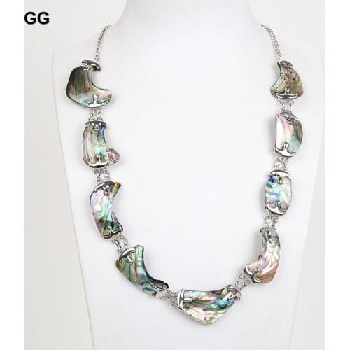 GuaiGuai Jewelry natural 18x27MM Paua Abalone Shell Necklace Set