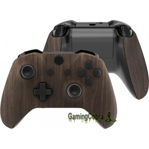 Wood Grain Patterned Replacment Top Shell Faceplate Repair Kits with Side Rails Panel for Xbox-One X & S Controller