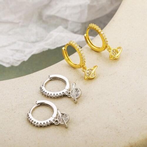 925 Sterling Silver Universe Hoop Earrings for Women Men Planet Earrings Jewelry Statement