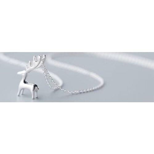 Three-Dimensional Deer Short Clavicle Chain Pendant 925 Sterling Silver Temperament Personality Fashion Female Necklace SNE086