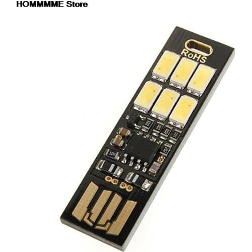 1PC 1W 5V Portable Mini USB Power 6 LED Night Light Lamp Touch Dimmer White Light /Warm Light For Power Bank Computer Laptops