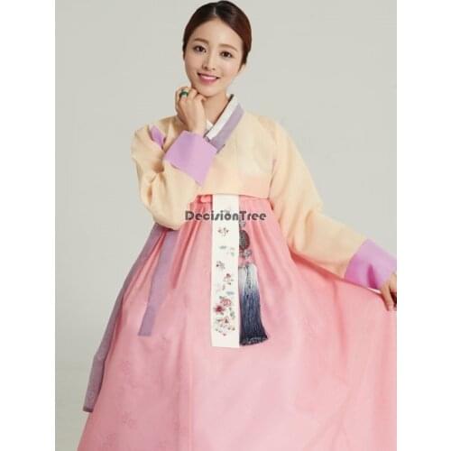 2021 retro woman korean traditional hanbok dress elegant princess party wedding dress ancient minority folk dance stage costume