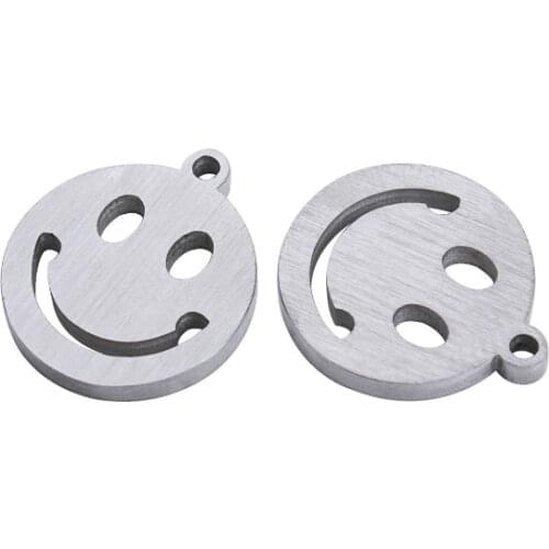 6pcs/lot 14.3mm stainless steel smile Connector Metal Alloy Pendant For DIY bracelet Jewelry Making d3s