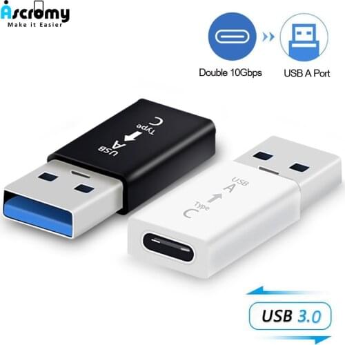 Ascromy USB C Female to USB 3.0 Male Adapter Max 10 Gbps Cable OTG Adapter Converter For Laptops MacBook Xiaomi Mix9 Samsung S10