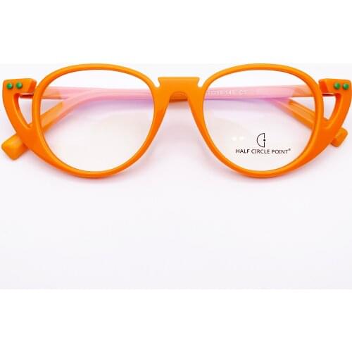 Belight Optical Women Men Orange Acetate Fancy Irregular Shape Star Rivet Design Spectacle Frame Precription Lens HP225