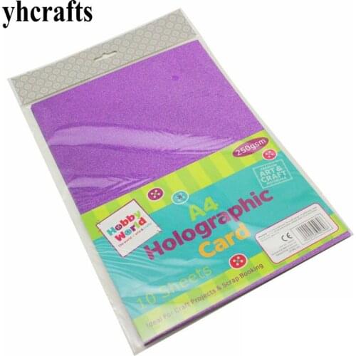 20PCS/LOT.10 color A4 glitter paper with stickers.Holographic card.Craft material.Handmade accessories.Kindergarten supplies.OEM