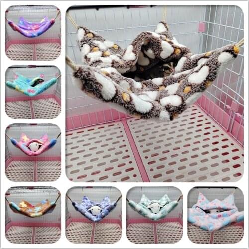 Winter Warm Pet Hammock Fleece Mouse Ferrets Guinea Pig Cage Hanging Bed for Rodents Hammock for Hamster Small Animal Supplies