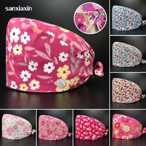 Unisex surgical caps operating room caps nurses hats veterinary pet with beauty salons Eye hospital clinic clinical Buttons hats