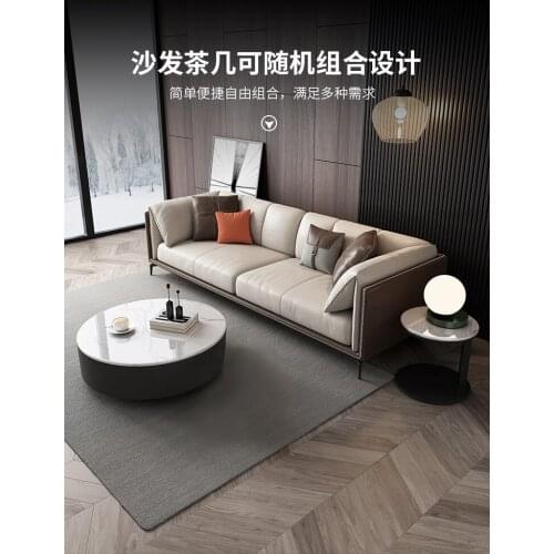 Italian minimalist design round marble tea table modern simple household small family living room furniture combination