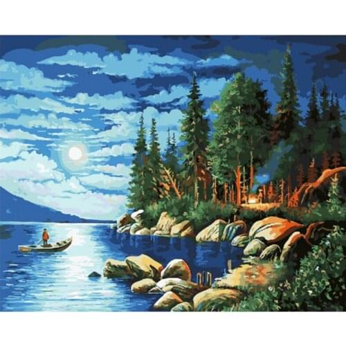 Green Forest Creek Scenery Painting By Numbers Hand Painted Oil Painting Adult Child Picture Colouring Home Decor Unique Gift