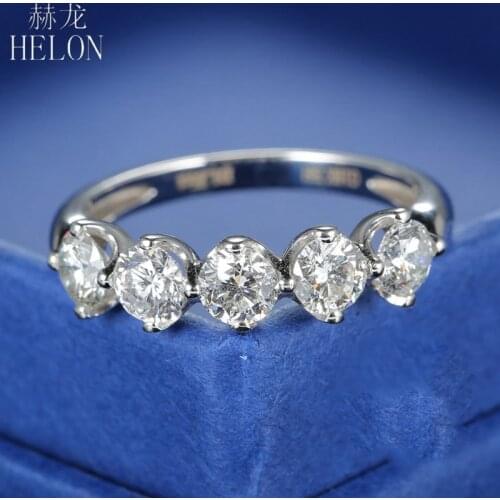 HELON Moissanite Ring 925 Sterling Silver Round 4mm Lab Grown Moissanite Diamond Engagement Wedding Ring Women Trendy Jewelry