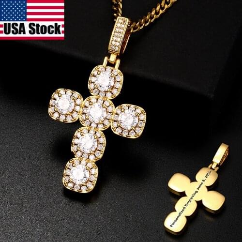 Creativity Women Cross Necklace Pendant Iced Out Bling Hip Hop Jewelry Micro Pave Pendant Personality Religious Faith Men Gift