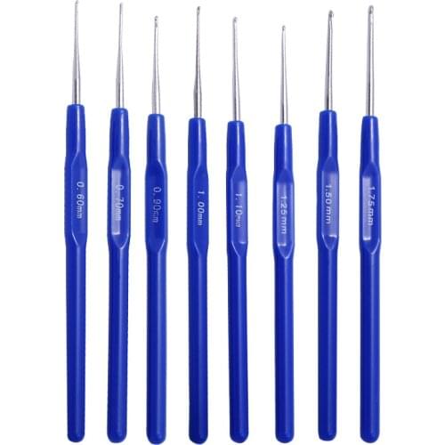 8PCS Small Crochet Hooks Mix 0.6mm-1.75mm Knitting Hook Needles Handicraft Crochet Set Hand Yarn Weave Tool for Dolls