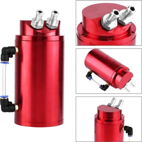 Oil Catch Can Reservoir Tank Universal With Mini Filter Breather Baffled Aluminum With 10mm &15mm Fittings Oil Dipstick