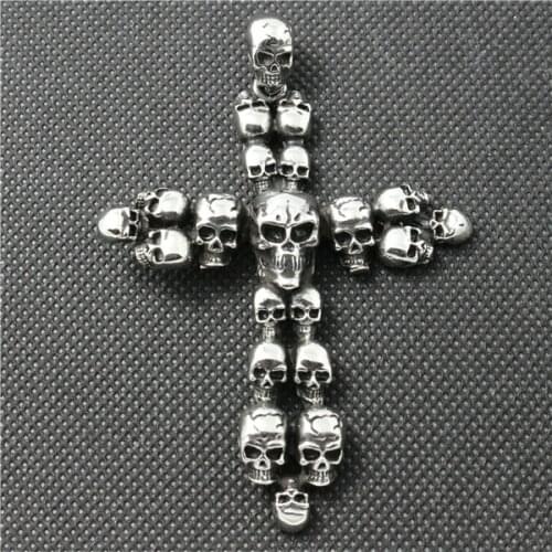 316L Stainless Steel Fashion Skull Links Cross Skull Pendant