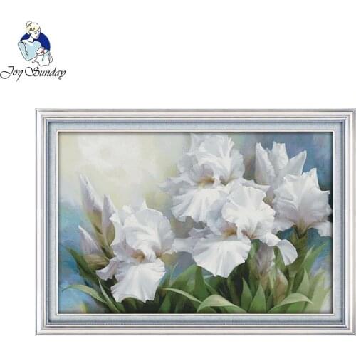Joy Sunday the Iris Counted DIY Handmade DMC 14ct and 11ct Cross stitch kit and Precise Printed Embroidery set Needlework
