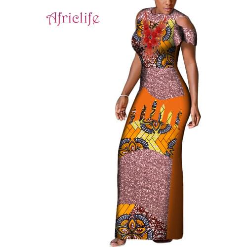 African Print Clothing Elegant Lady Dresses Up to 25% Off 2020 Fashion Patchwork Plus Size Custom African Dresses Women WY7498