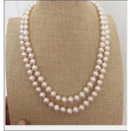 35 natural 7-8M SOUTH SEA NATURAL White PEARL NECKLACE 925silver GOLD CLASP
