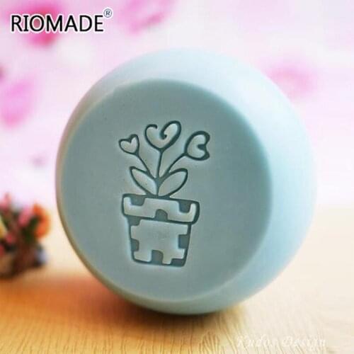 Clear Heart Shape Potted Soap Making Stamp Transparent Flower Soap Stamp With Handle Acrylic Custom Seal Decoration Tools