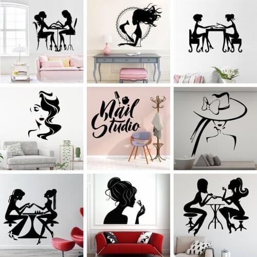 Beauty Salon Nail Hair Salon Vinyl Wall Sticker Decor For Salon Shop Decoration Removable Waterproof Wall Art Decal Wallpaper