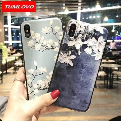 TUMI.OvO Blue Orchid Flower Silicone Full Case for iPhone 7 8 6 6s Plus 5 5s Case Soft Phone Cases Back Cover for iPhone X Coque