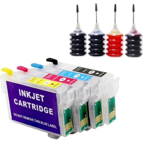 T0711 T0712 T0713 T0714 Refill Ink Cartridge for EPSON Stylus DX6050 DX7400 DX7450 DX8400 Printer + 4 Color 30ml Refill Ink