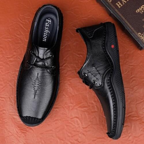 Men Casual Shoes Genuine Leather Shoes Comfortable Formal Shoes Formal Lace-up Dress Office Elegant Shoes
