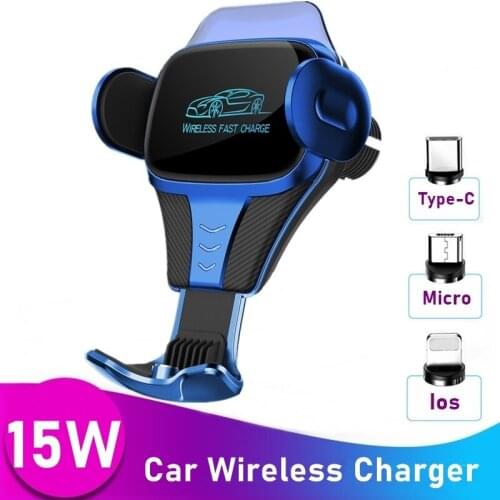Universal 15W Fast Car Wireless Charger Smart Sensor Car Phone Holder For IPhone 11 12 Samsung Xiaomi In Car Induction Charger