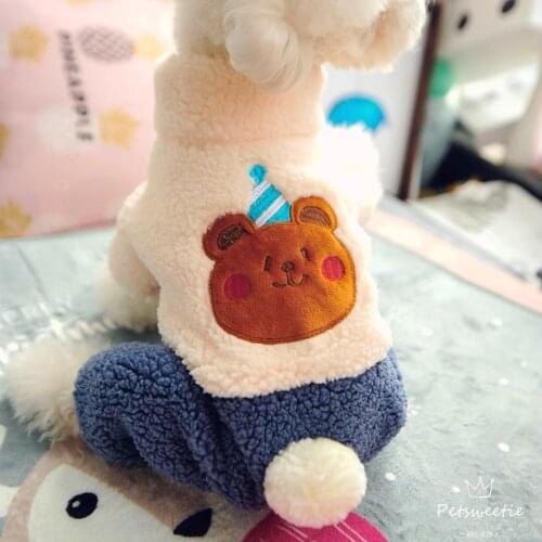 Party Bear Pet Jacket For Dog Jumpsuit Winter Thick Cute Four Legs Shih Tzu Yorkshire Toy Terrier Bichon Drop Shipping Supplies