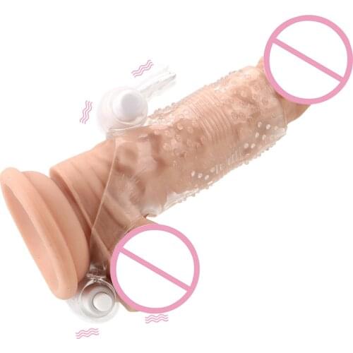 Penis Vibrating Ring Strapon Ejaculation Delay Cock Sleeve Dick Enlargement Extender Sex Toy for Man G spot Stimulator Vibrator