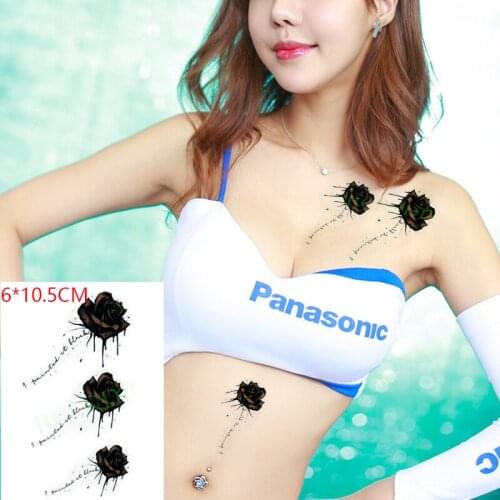 Waterproof Temporary Tattoo Sticker Rose Flower Letters Leg Hand Arm Body Art Flash Tattoo Fake Tattoo for Women Men