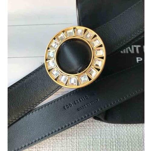 Luxury 2021 Belts Women Rhinestone Golden Buckle Cowskin Leather Waist Belt Fashion Designer Vintage Belt