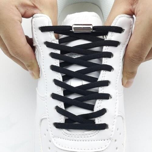 1Pair No tie Shoelaces Round Elastic Shoe Laces Special Metal Lock Shoelace for Men Women Quick Lazy Laces