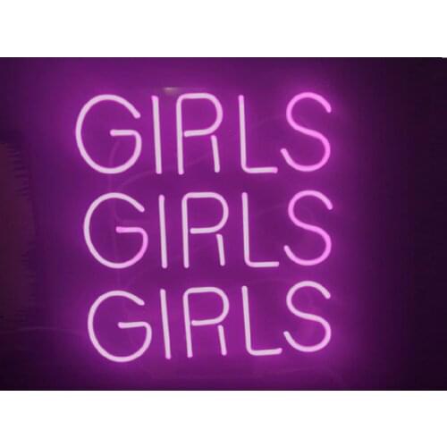 14"x10" Girls Girls Girls Purple Acrylic Neon Light Lamp Sign Custom Bedroom Beer Bar Handmade Real Glass Decorate Home Wall