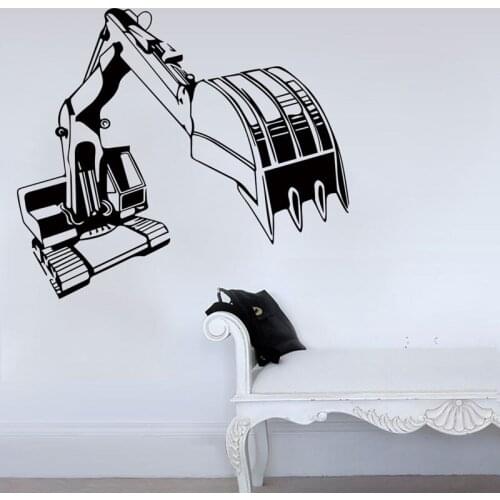 2019 Hot Kids Room Decoration Creative Excavator Boy Bedroom Decorative for Walls Sticker PVC Waterproof Background Stickers