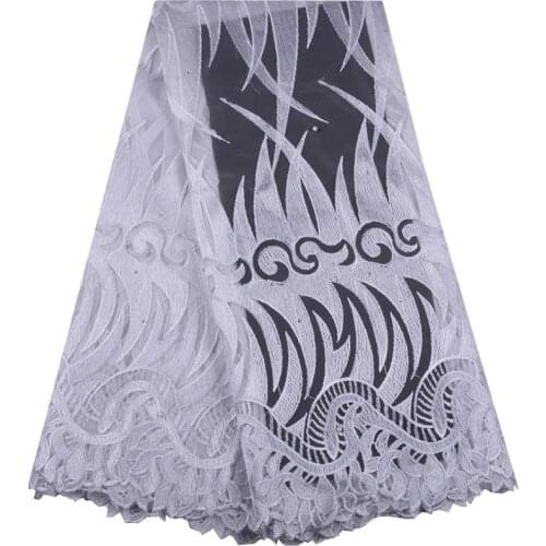 2019 High Quality African Lace Fabrics White Color African Mesh Cord Lace Factory Price Guipure Lace Fabrics For Wedding 1490