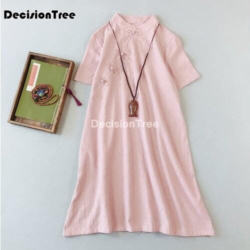 2021 chinese traditional dress printing cotton chinese qipao traditional chinese retro qipao elegant party dance costume