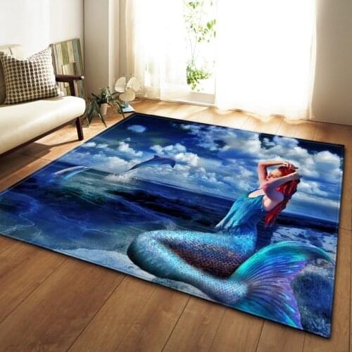 3d Sea Mermaid carpet living room bedroom area rug for Kids Room Decorative Play Mat Area Rug Pastoral Carpets for Parlor Custom