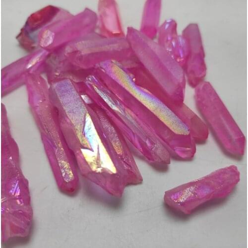 500g Pink Titanium Aura Lemurian Seed Quartz Crystal Stones Point Specimen Decoration Decorative Quartz Crystals