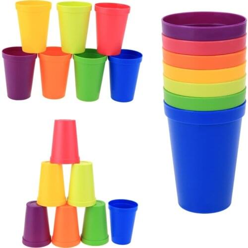7pcs/set 7 Color Portable Rainbow Suit Cup Picnic Tourism Plastic Cup Household Cups Color Random Camp Cooking Sports Bottles