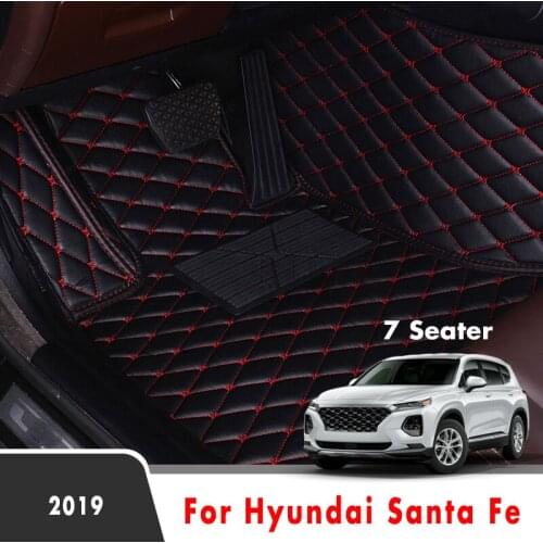 Car Floor Mats For Hyundai Santa Fe 2019 2020 7 Seater Carpets Custom Auto Foot Pads Automobile Interior Styling Car Accessories